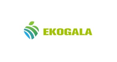 logo ekogala, zielone jabłko w paski i napis ekogala