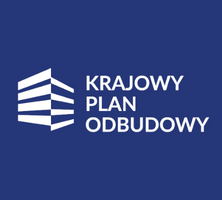 logo krajowego planu odbudowy na granatowym tle
